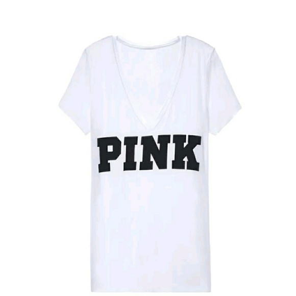 PINK white-blk tee shirt - Picture 1 of 1